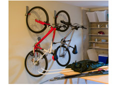Bicycle secured in garage