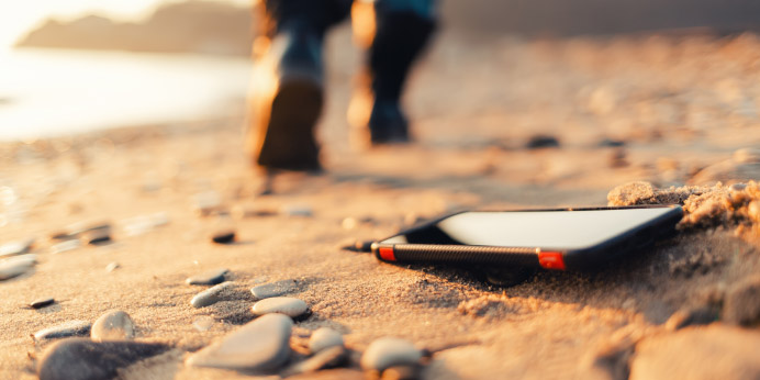 Lost mobile phone on the beach