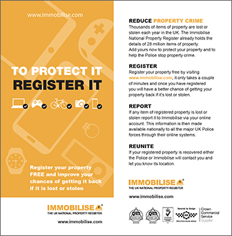 Generic Immobilise Registration Leaflet image