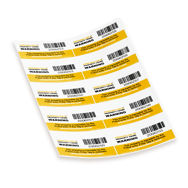 Immobilise tamper evident barcoded security sticker image